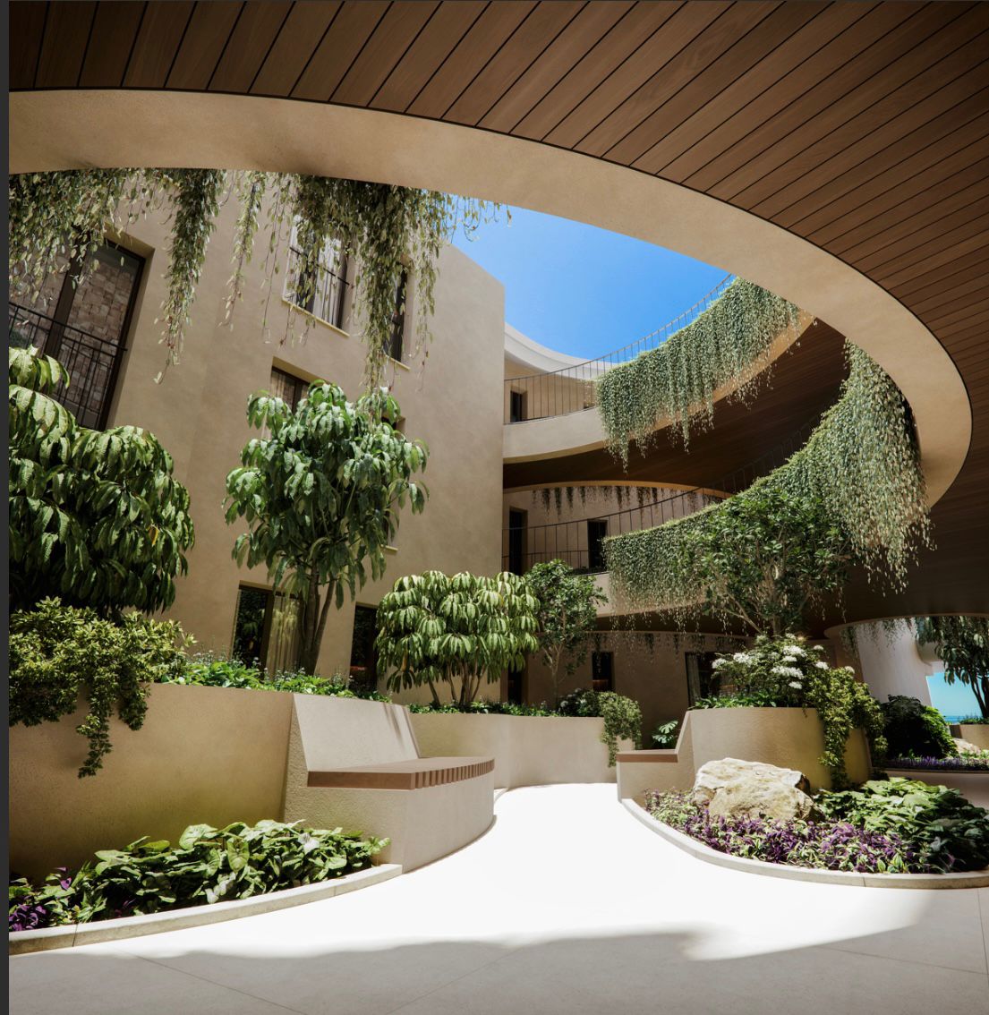 Jardín interior · Vegetación tropical